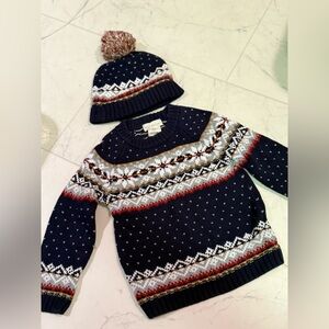 Cozy Kids' Navy and Red Knit Sweater Set